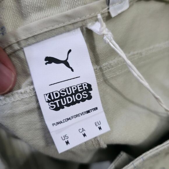 Puma X Kidsuper Studios Wide Leg Denim Jeans Pants Women's Medium M Beige AOP - Picture 10 of 14